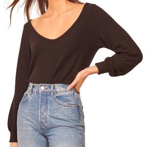 NWT Reformation Jeans Maria Black Scoop Neck Sweater, Size M